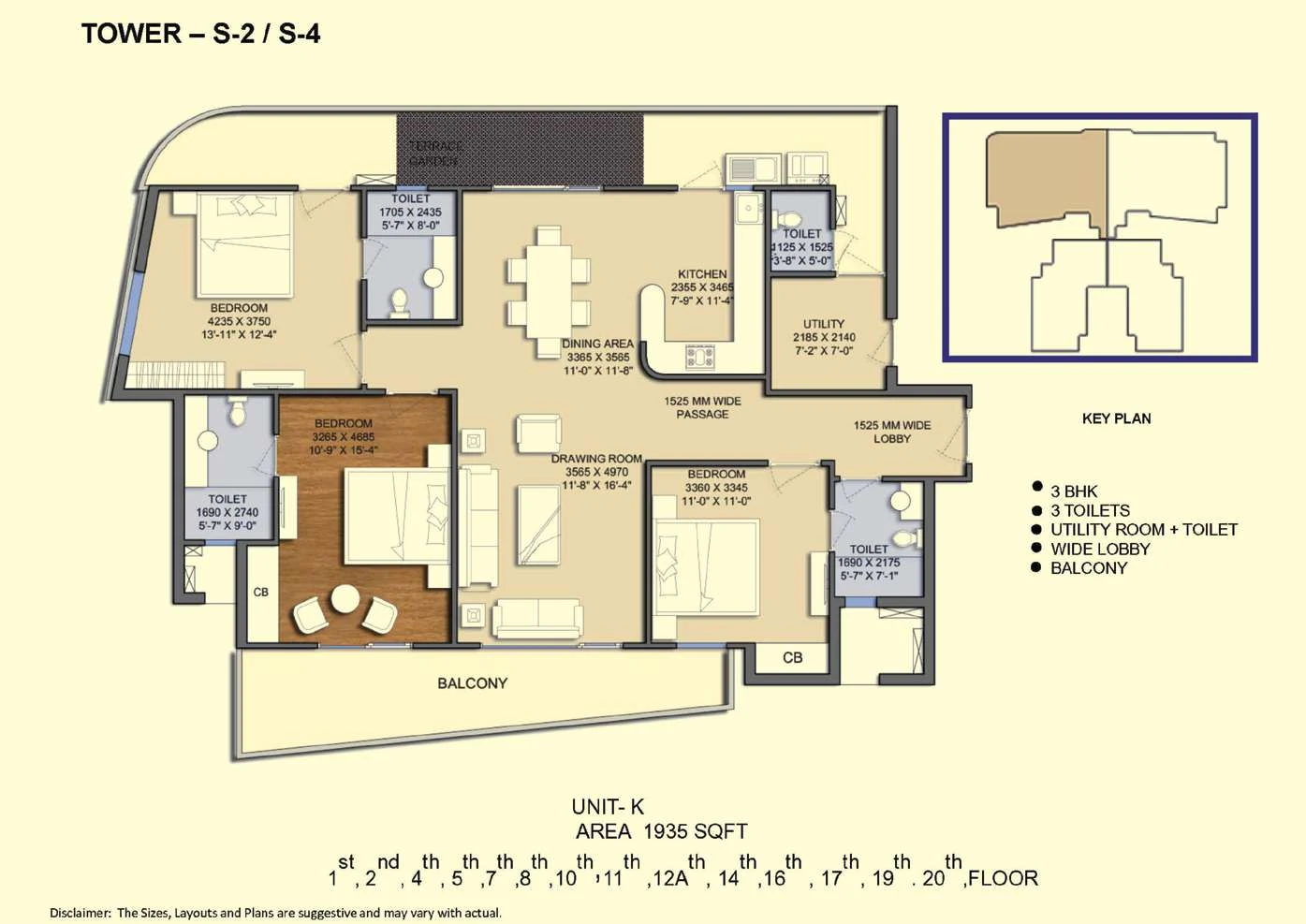 2 BHK Apartment + 2 Toilets